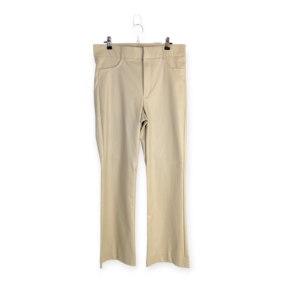 Zara Women's Tan Flat Front High Waisted‎ Straight Leg Wax Effect Pants Size L - Picture 1 of 10
